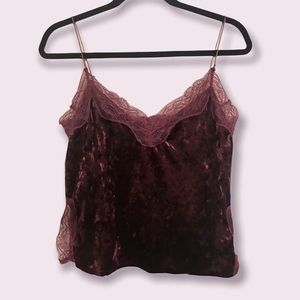 🌟SALE 2/$10.00‼️ ARDENE Womens Burgundy crop top/ spaghetti straps /Lace size M